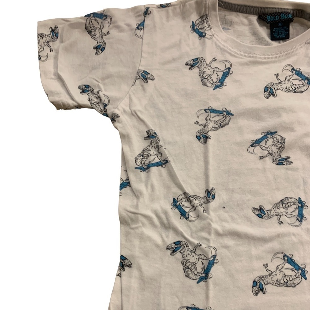 Bold Blue | White Short Sleeve T-Shirt Size 10 Skateboarding Dinosaur T-Rex - Picture 5 of 8